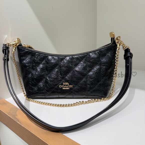 Coach Handbags - Coach Caitlin Shoulder Bag With Quilting CDZ88 Black Glazed leather